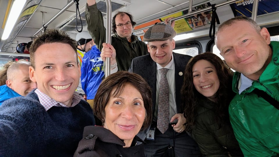 Jersey City Director of Infrastructure Andy Kaplan and
Hudson County Senior Transportation Planner Kevin Force
(a.k.a - K. Force) joined a Bergen Arches Tour. Activists and planning professionals on a NJ Transit bus.
