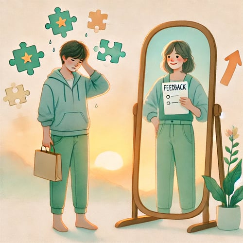 Person in front of a mirro