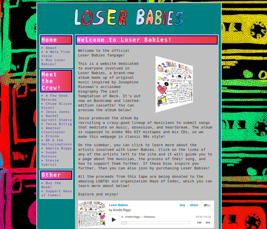 Party like it's Web 1.0... at the "Loser Babies" fansite!