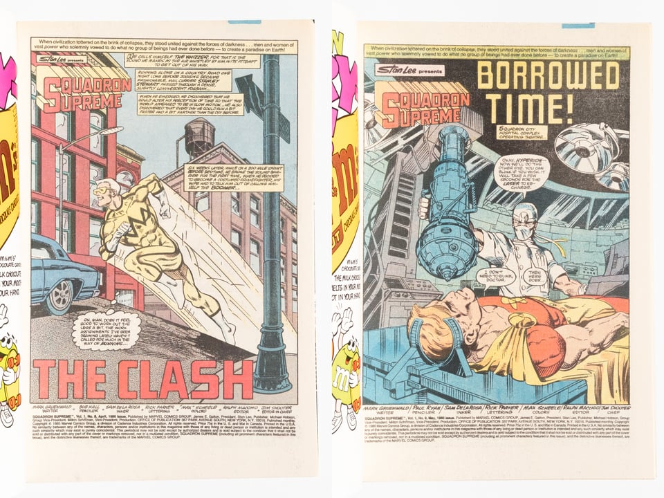 Two spreads from Squadron Supreme