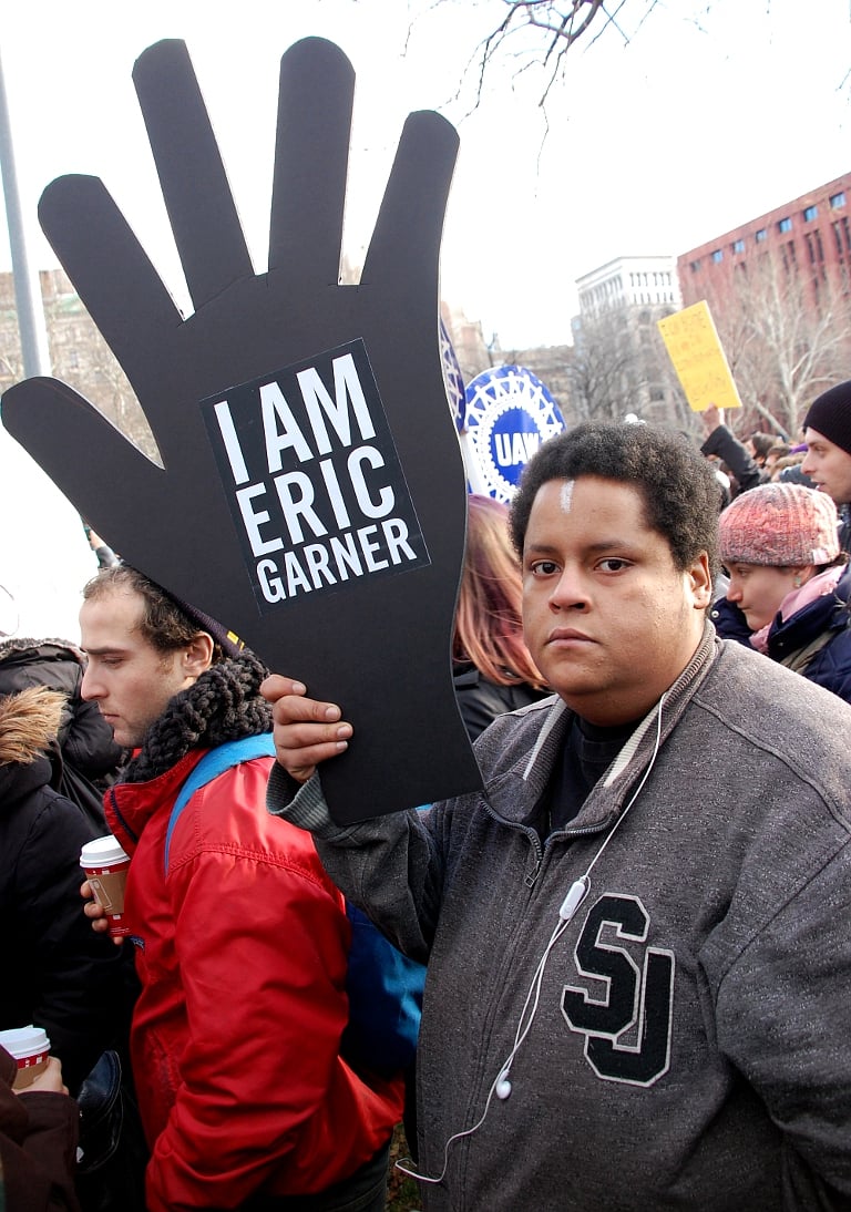 NEW YORK -- December  13, 2014. Several thousand New Yorkers took to the streets on Saturday to express outrage at police for their role in the numerous deaths of unarmed African American men and boys