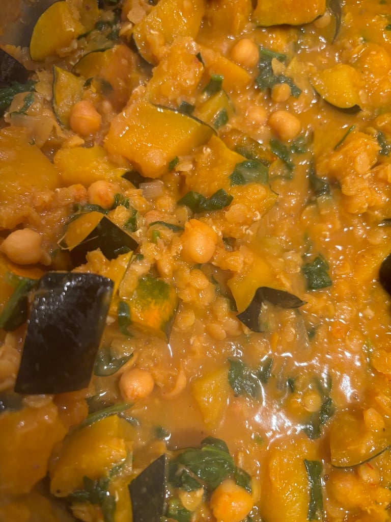 Acorn squash and chickpea curry