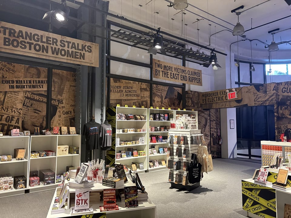 photo of the gift shop at "Mind of a Serial Killer: The Immersive Experience"