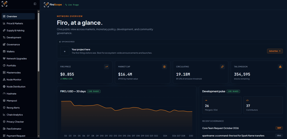 FiroScope - a comprehensive Firo dashboard