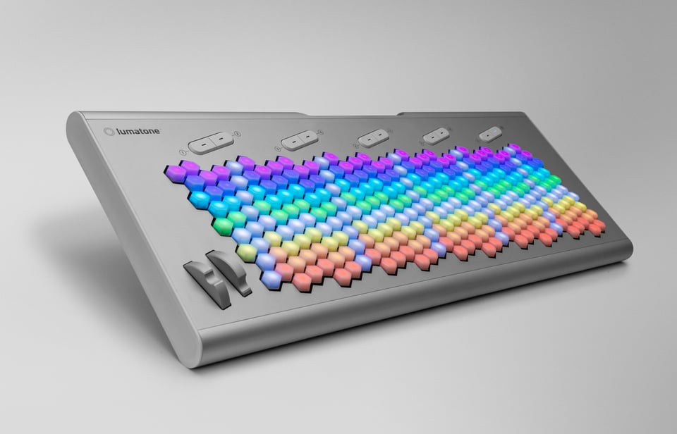 Gray lumatone keyboard with light-up hexagonal keys