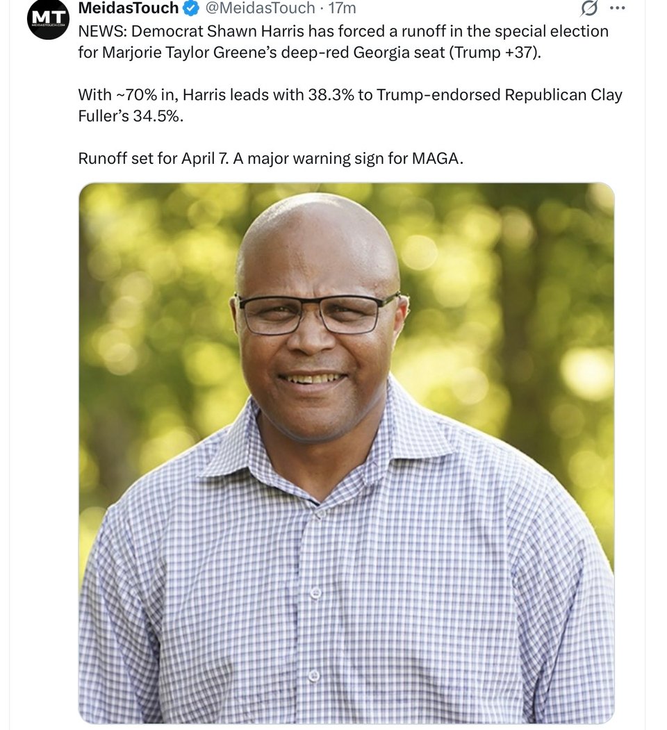 the Democrat won the most votes in a special election in red, red Georgia yesterday