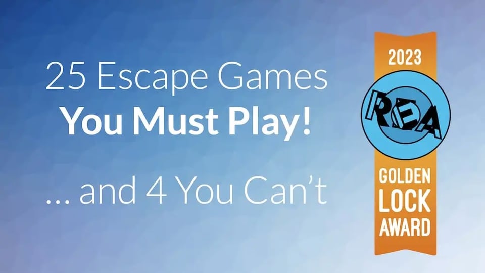 A graphic that says 25 Escape Games you must play and 4 you can't.