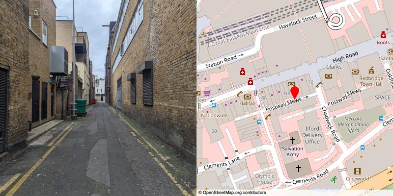 A picture and map of the mews