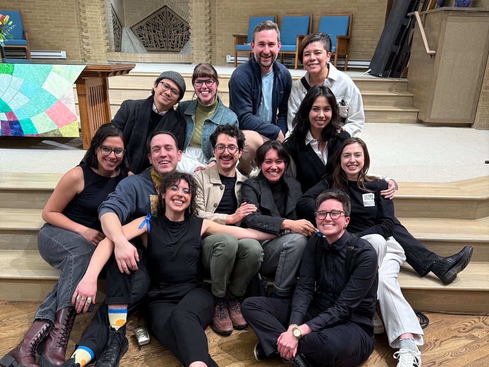 A group photo of people celebrating Allyson at a concert.