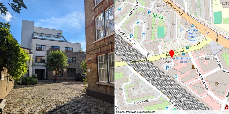 A picture and map of the mews