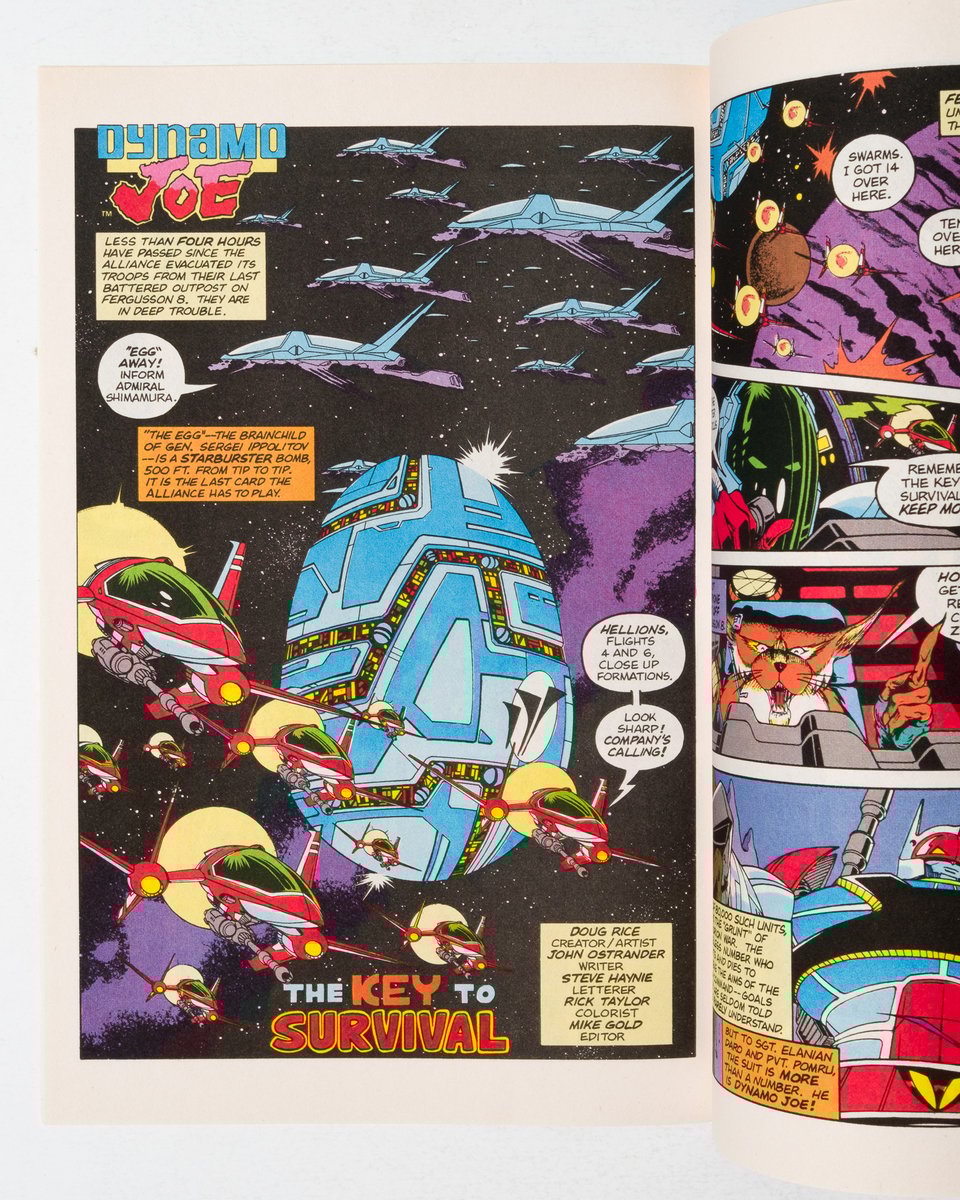 interior page of Dynamo Joe showing a big space bomb shaped like an egg