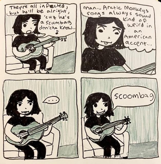 comic about trying to sing a song by the arctic monkeys