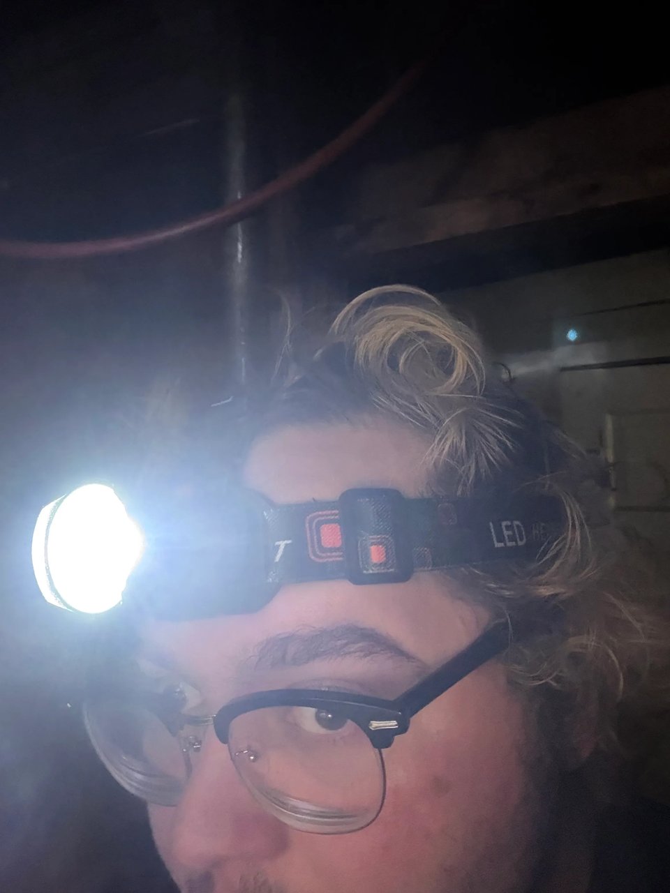 me with a headlamp