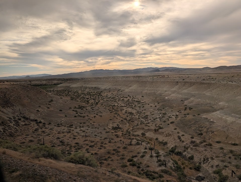 Sunset over a dry river valley