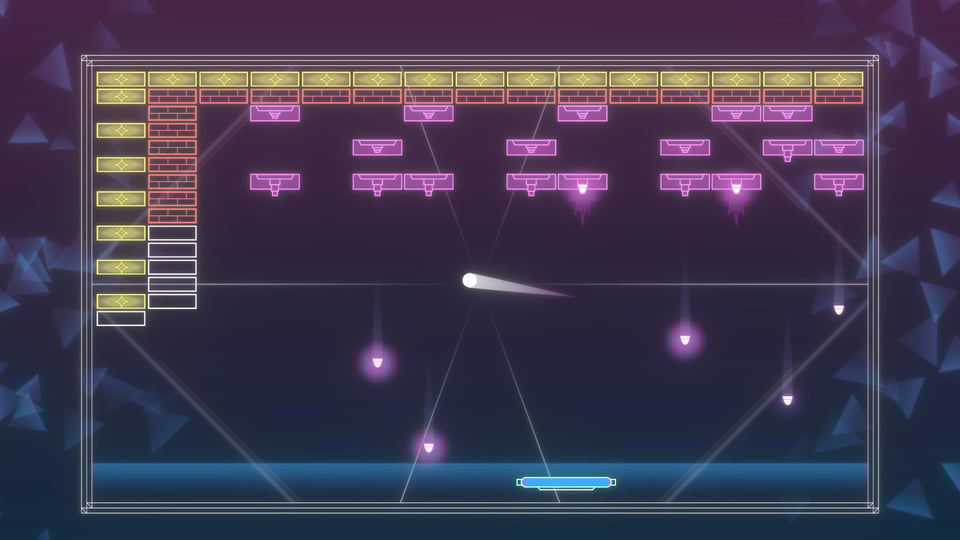 A level in which enemy blocks are shooting bullets toward the paddle.