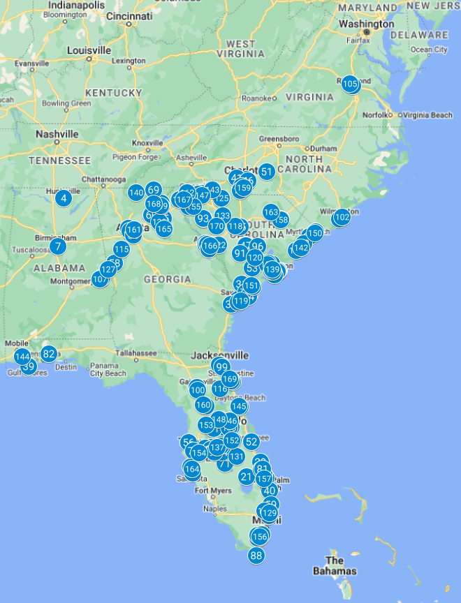 SouthState Bank, N.A. branches with most deposits