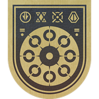A pin with series of geometric designs from Destiny 2.