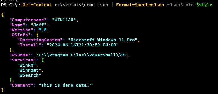 Using style with Format-SpectreJson