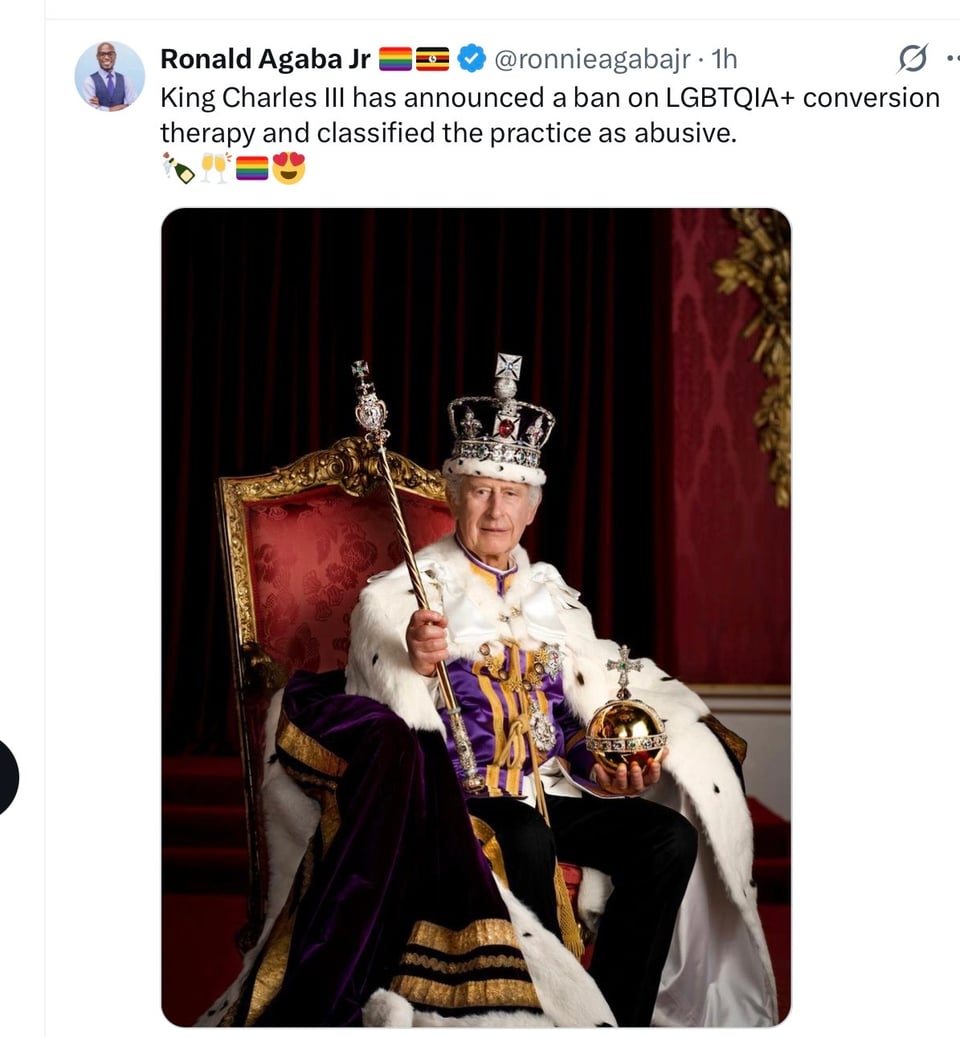 King Charles ends LGBTQ+ conversion therapy   