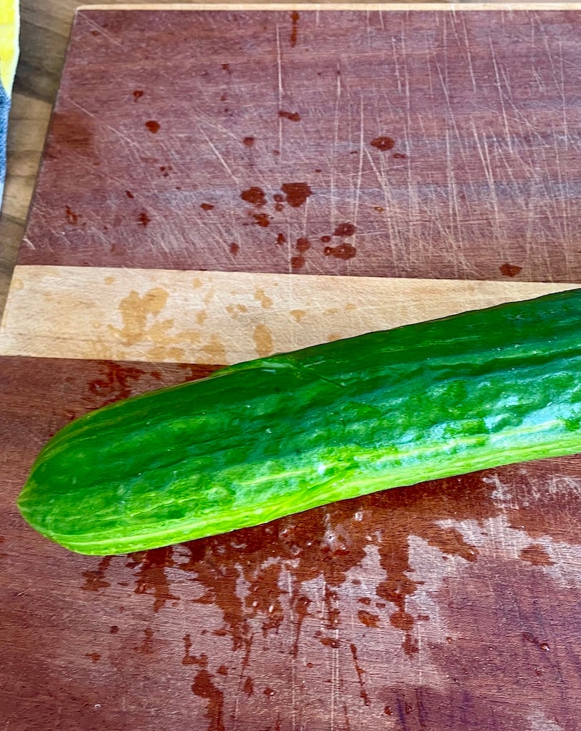 A cucumber spurting juice
