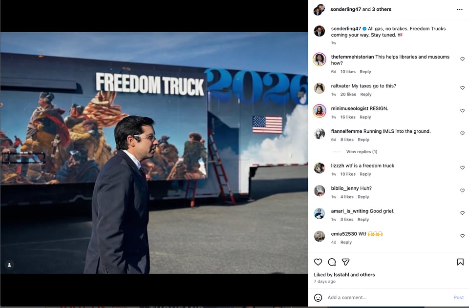 IMLS's Instagram post announcing their Freedom trucks