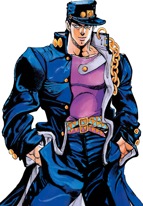 a man in a blue suit with a chain hanging from his neck