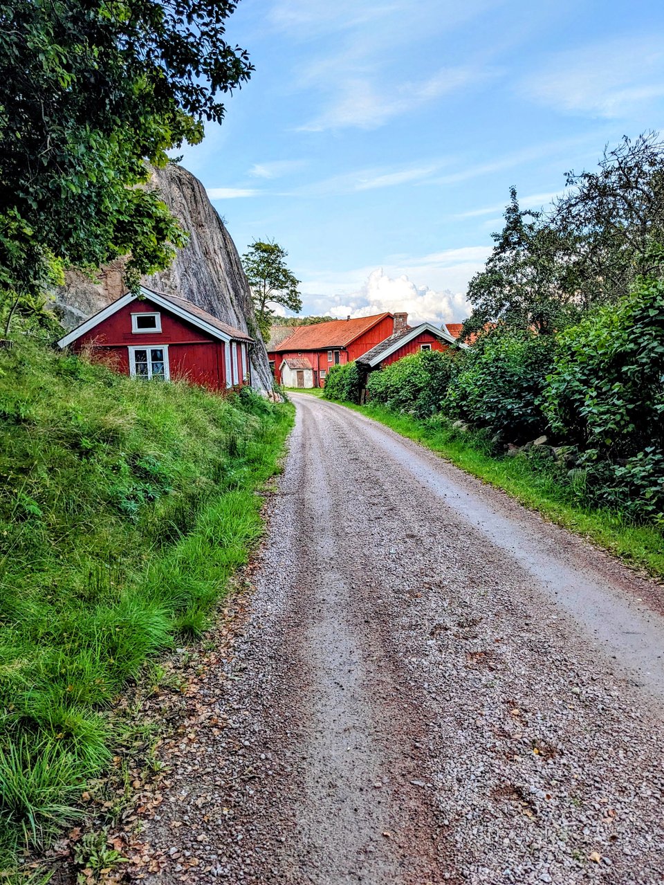 Red cabin and farm, typical in West Sweden