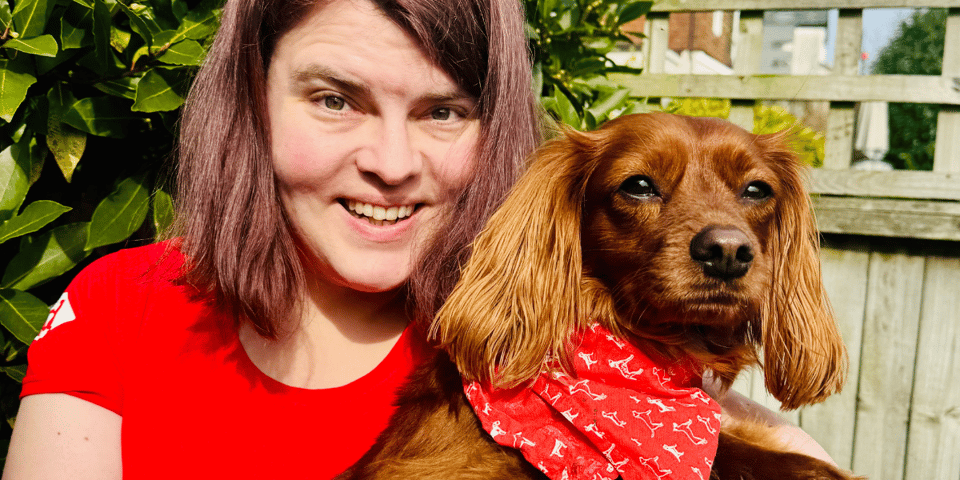A beautiful woman and her dog.