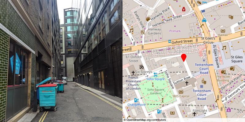 A picture and map of the mews