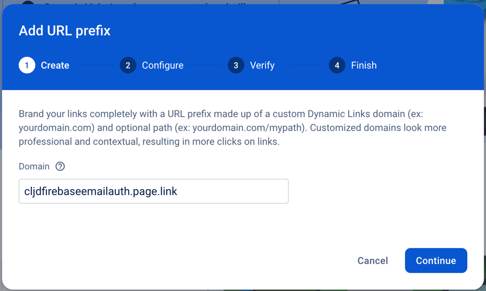 Add a dynamic links domain