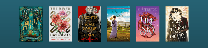 Book covers for the first six of the eleven books listed below, against a teal gradiant background.