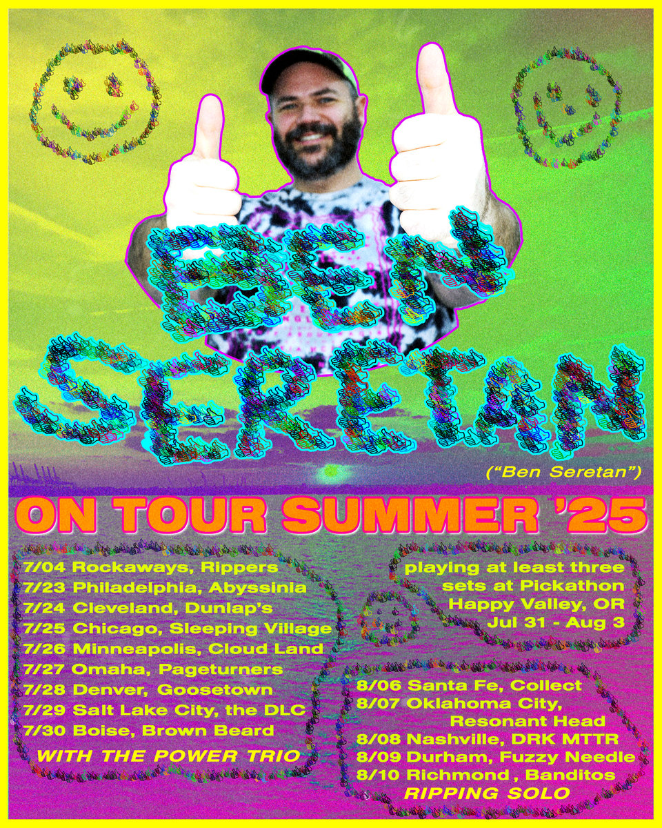 a very colorful poster announcing Ben Seretan's summer 2025 tour