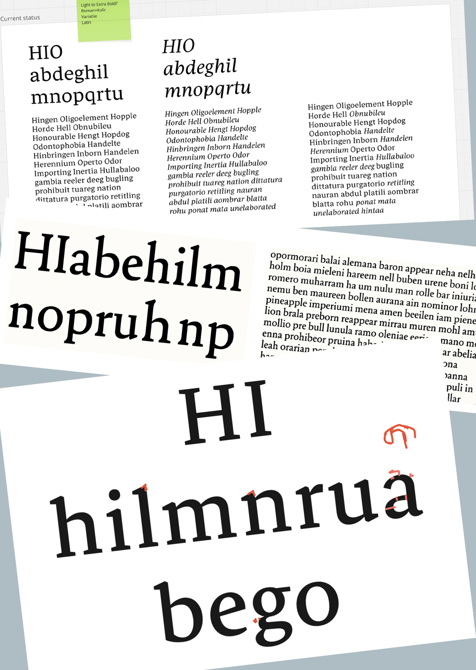 WIP imges of a new serif typeface design