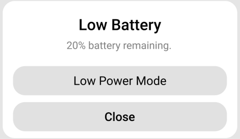 iPhone Low Battery Pop Up Notification