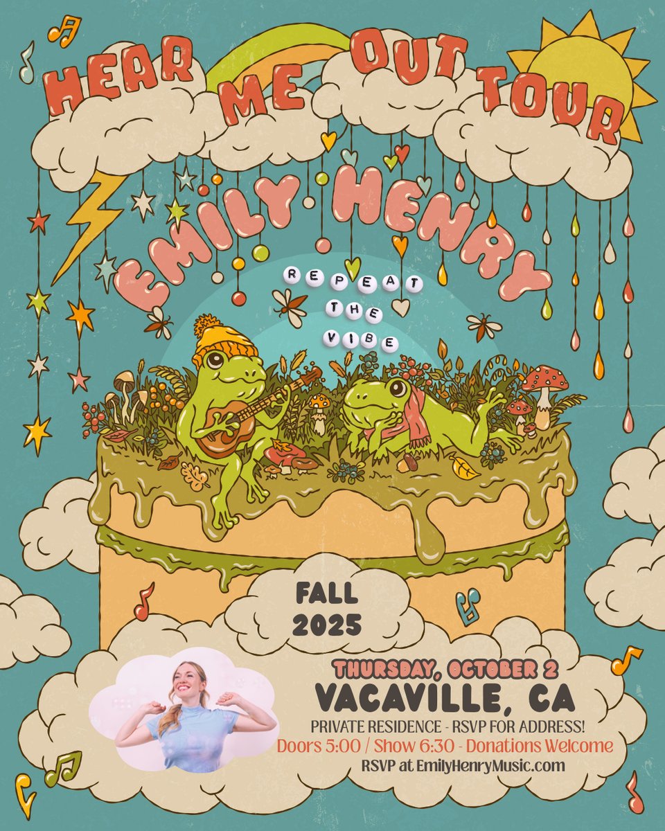 Thursday, October 2 in Vacaville, CA the Hear Me Out Tour begins! Doors at 5 / Show at 6:30 pm