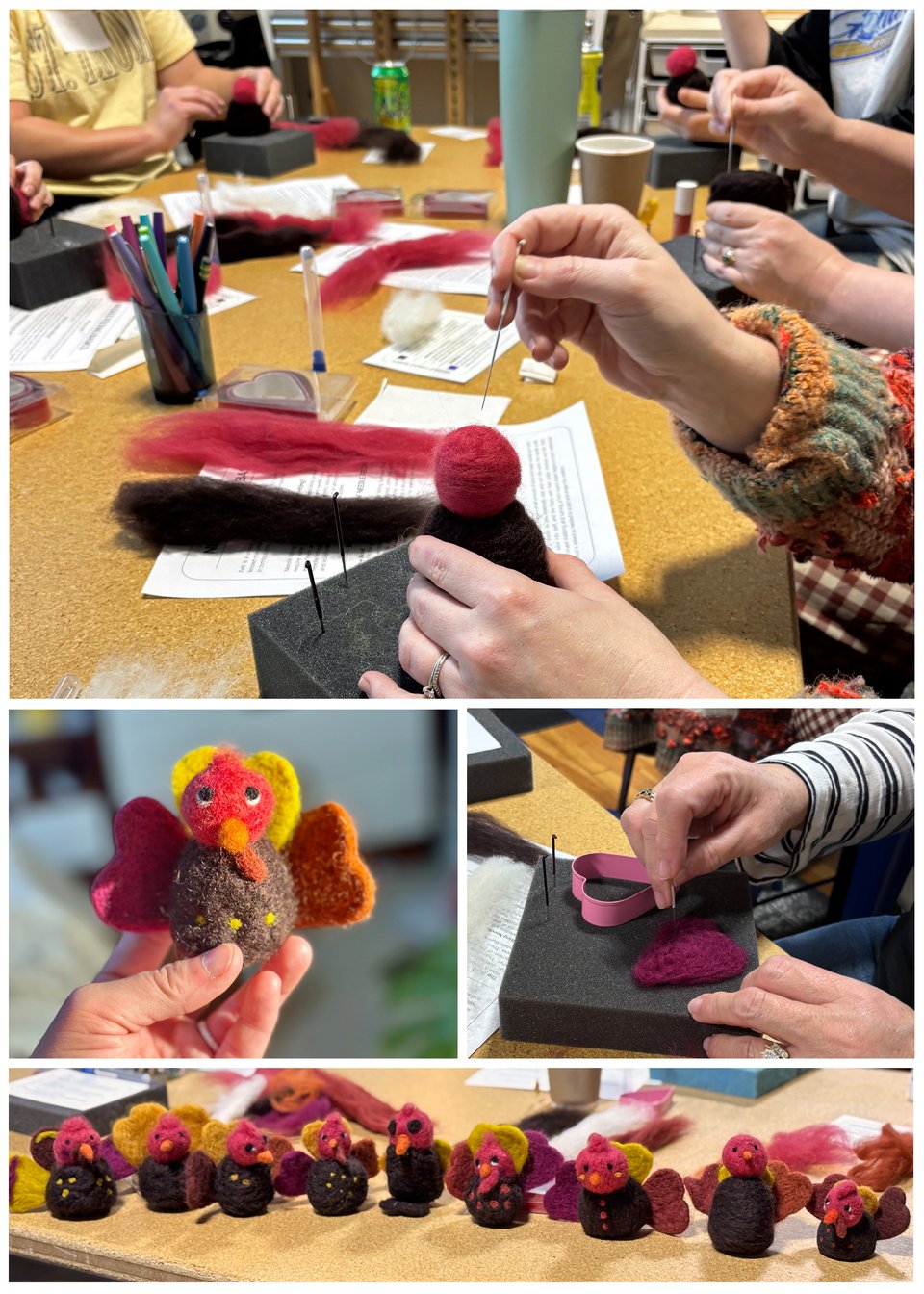 people needle felting turkeys
