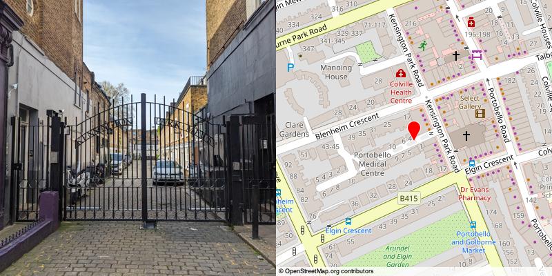 A picture and map of the mews