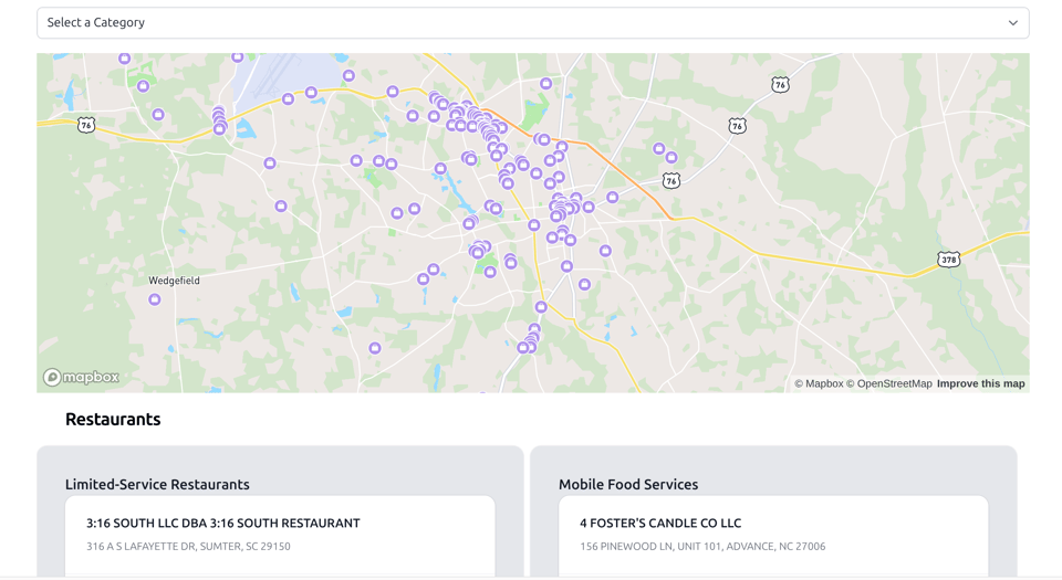 mapping of restaurants