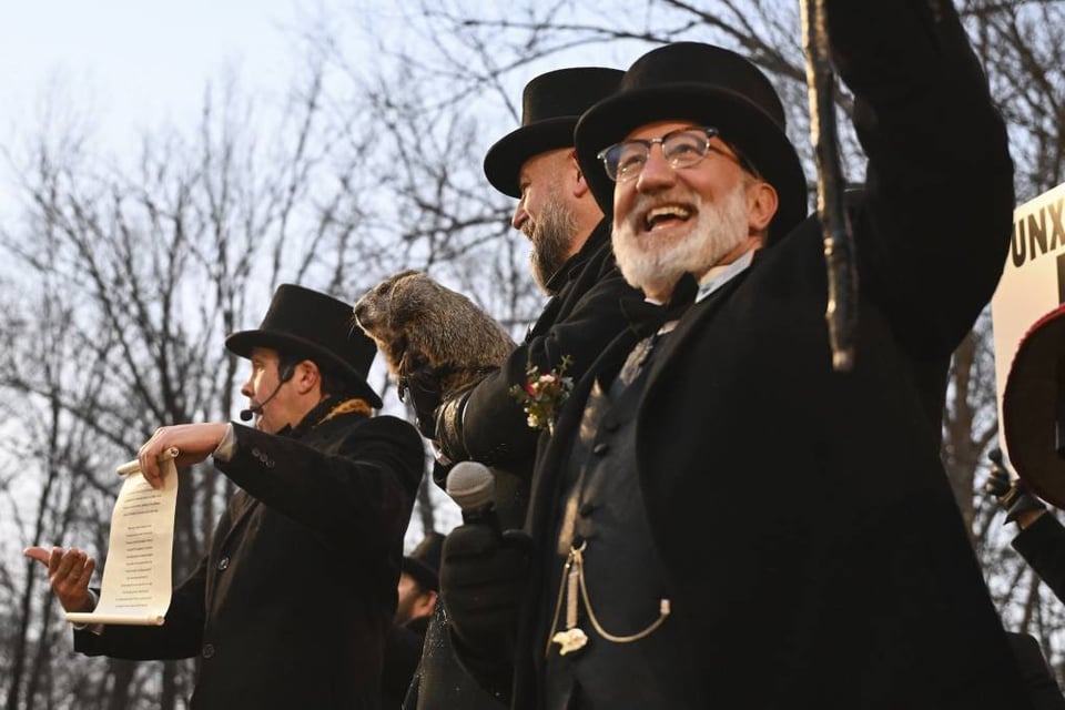 A photo of the Groundhog Day ceremony in PA