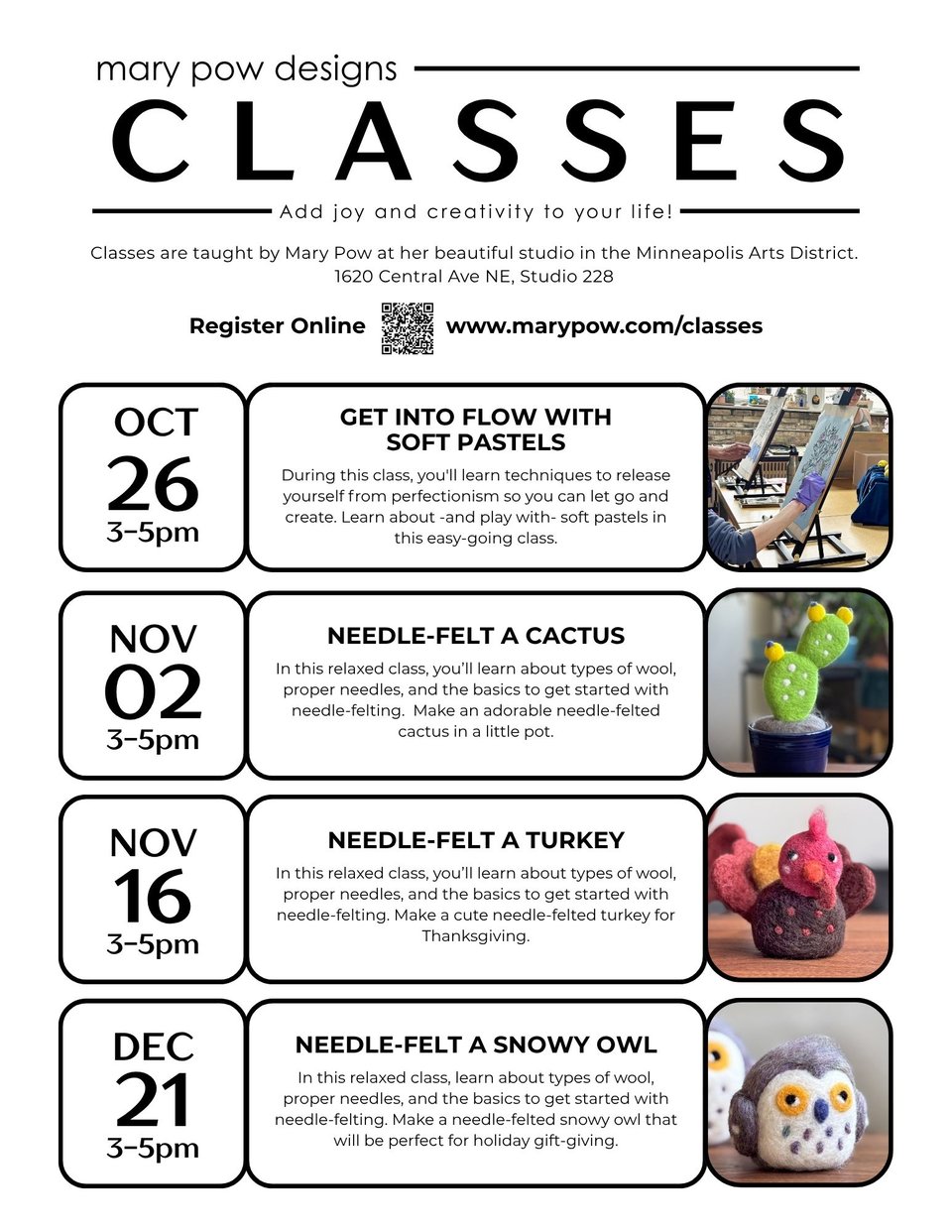 Class schedule for fall 2025