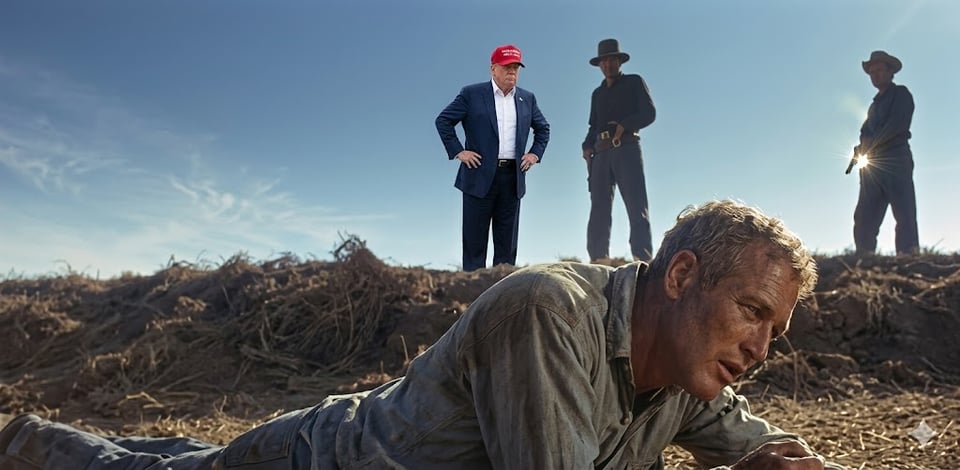 Gemini transformed scene from Cool Hand Luke with President Trump as the insecure and violent prison warden. We're all trapped in here with him.