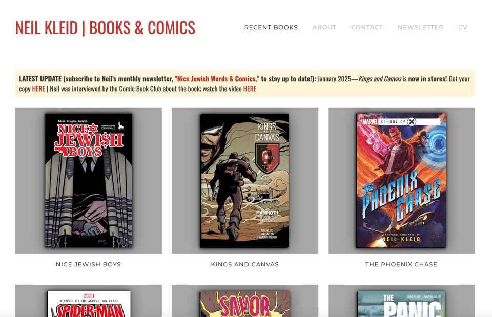 a screenshot of Neil Kleid's website at neilkleidbooks.com