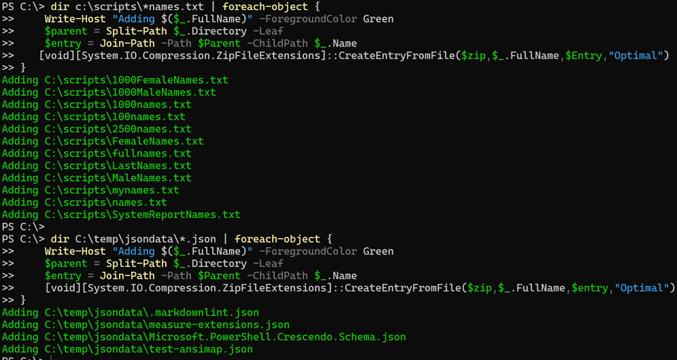 Adding files to a ZIP archive