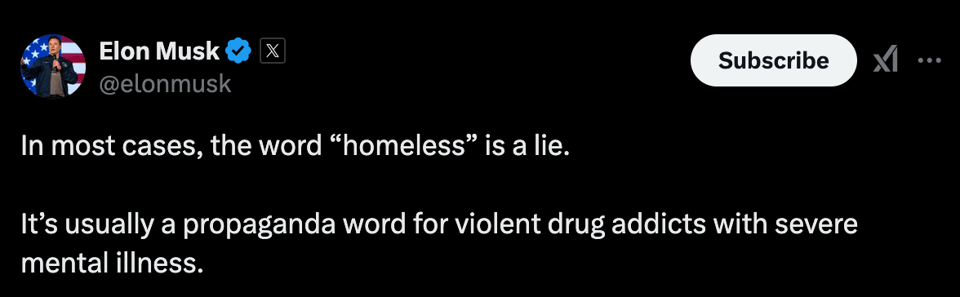 Screencap of a tweet by Elon Musk that reads