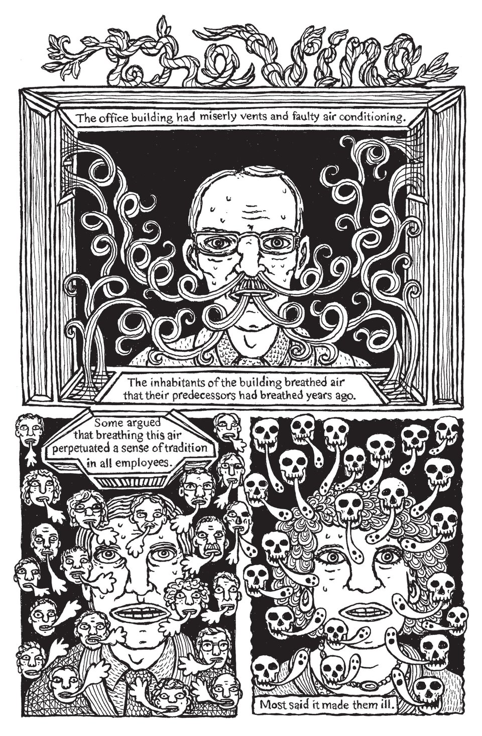 A page from "Secret Life" about the ups and downs of sharing an air supply with others in an office building.