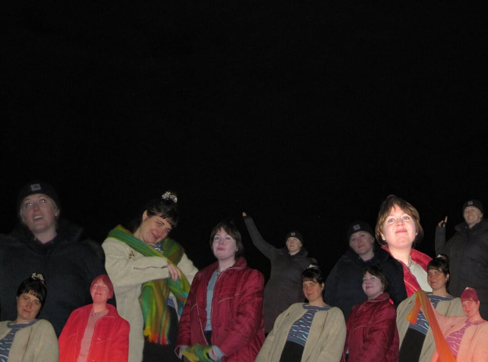 A collage of images of three women in different poses