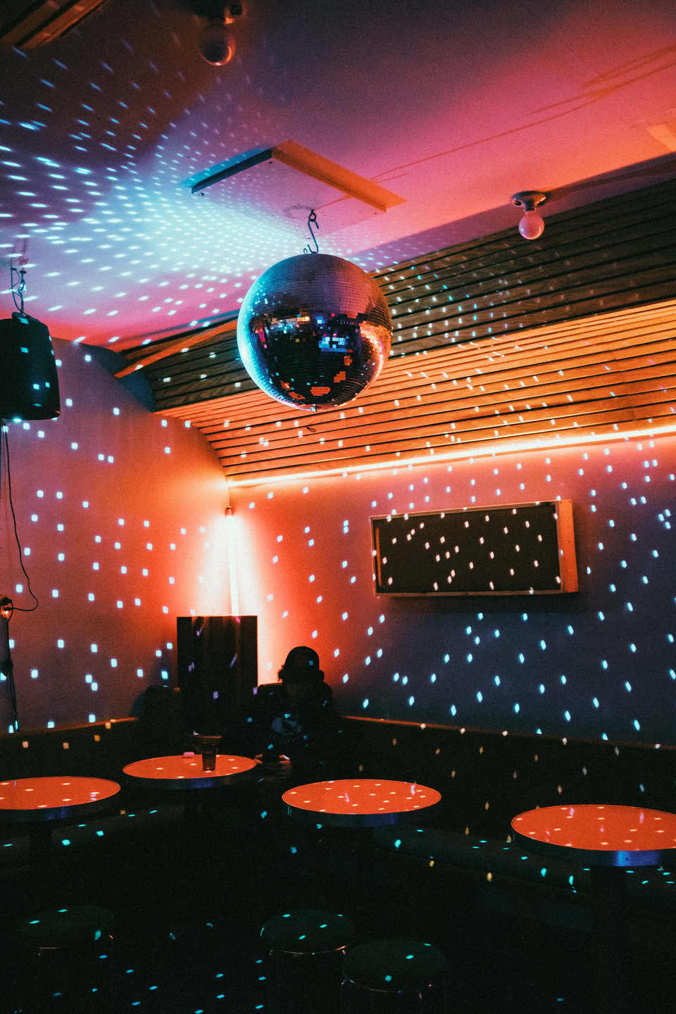 the disco ball at cassette, vivid colors