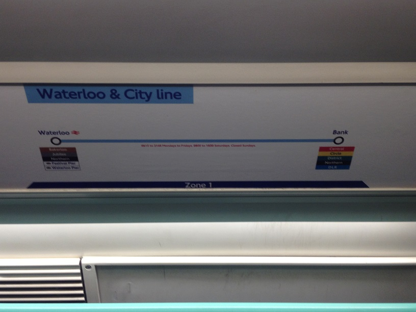 A Waterloo & City line route map showing only Waterloo and Bank