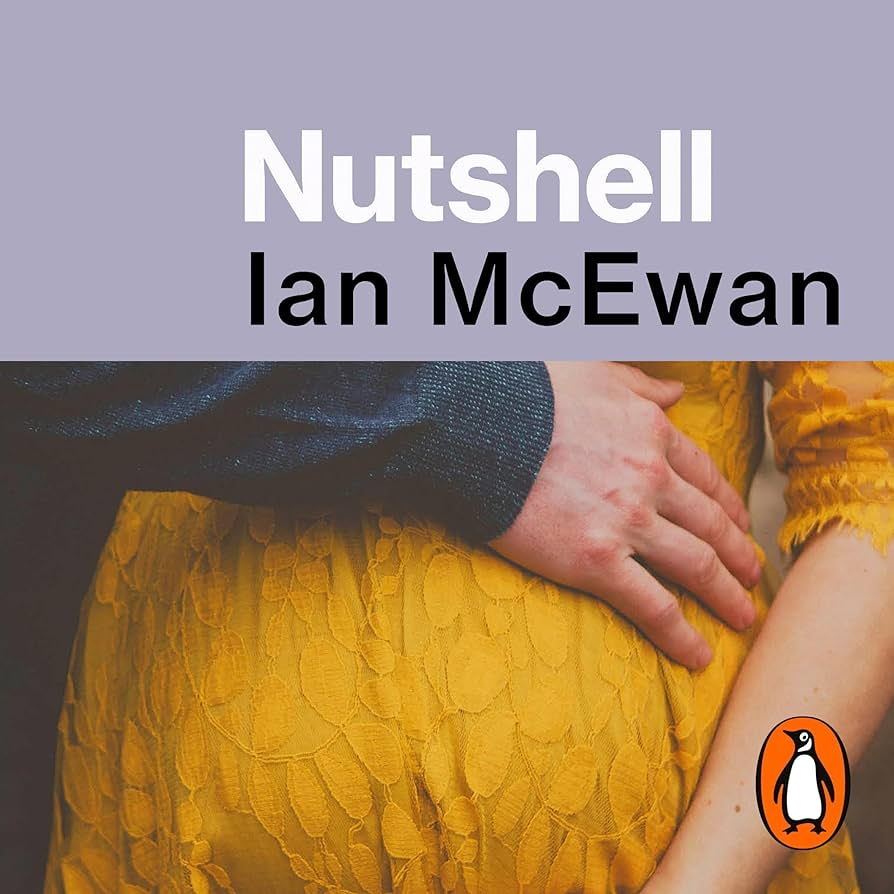 A man puts his hand protectively over the swollen, pregnant belly of a woman in a yellow dress, we only see the hands and the belly.