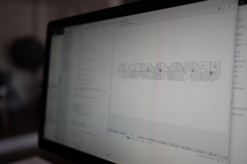 Code and graphics on a screen.